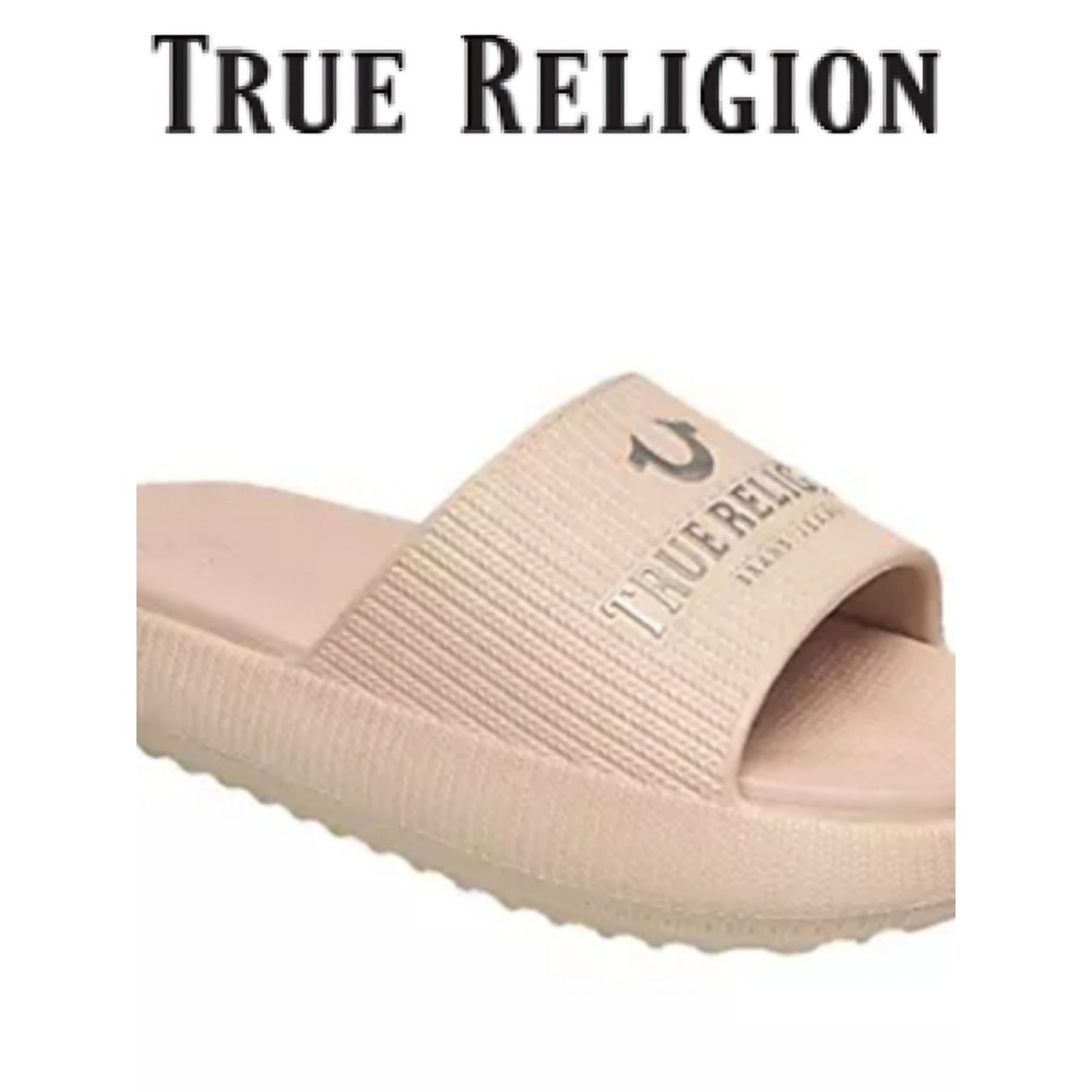 True‎ Religion Meg Logo Slide Sandals- Nude